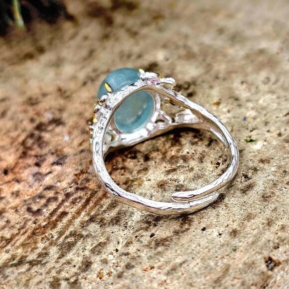 Nature Blue Morganite Stone Adjustable Ring - Picture 4 of 10